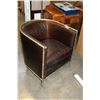 Image 1 : METAL FRAMED LEATHER BUCKET CHAIR