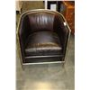 Image 2 : METAL FRAMED LEATHER BUCKET CHAIR