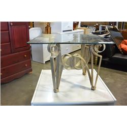 GLASSTOP METAL END TABLE