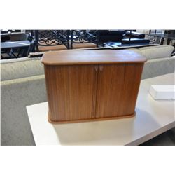 SMALL TEAK SLIDING DOOR CABINET