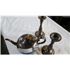 Image 2 : SILVER PLATE, ETCHED TEAPOT, AND LOT OF CANDLE STANDS