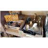 Image 1 : TEO BOXES OF COLLECTIBLES STONE FIGURES BLACK PANTHER AND SEWING BASKET