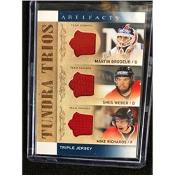 Brodeur/ Weber/ Richards 2014-15 UD Artifacts Tundra Trios Triple Game Jerseys
