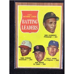 1962 TOPPS #52 NATIONAL LEAGUE BATTING LEADERS CLEMENTE/ PINSON/ BOYER/ MOON