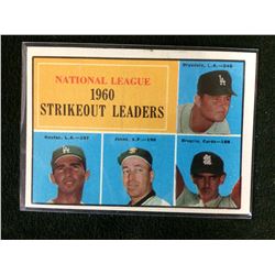 1961 TOPPS NATIONAL LEAGUE STRIKEOUT LEADERS #49 KOUFAX/ DRYSDALE/ JONES/ BROGLIO