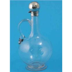 A Victorian silver mounted glass claret jug and stopper, maker Rupert Favell & Co, London 1886, 9...