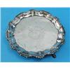 Image 1 : A George II silver waiter, with scroll and shell border and engraved armorial, maker William Peas...