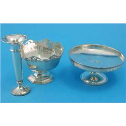 An Edwardian octagonal silver pedestal bowl, with pierced floral rim, London 1905, a Mappin & Web...