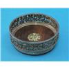 Image 1 : A silver wine coaster, with pierced and gilt fruiting vine border and rosewood base, maker HM, Lo...