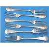 Image 1 : A set of 6 George V rat tail pattern three-prong silver table forks, Sheffield 1914, 13oz...