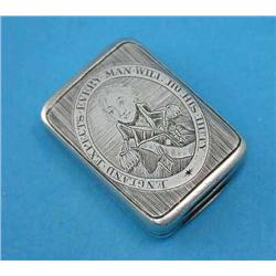 A George III silver vinaigrette commemorating Nelsons victory and the battle of Trafalgar, the li...