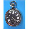 Image 1 : A nickel plated keyless travelling watch, with black dial...