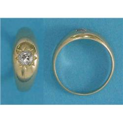 A gentleman's 18ct gold ring, gypsy-set with a brilliant cut diamond...
