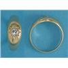 Image 1 : A gentleman's 18ct gold ring, gypsy-set with a brilliant cut diamond...