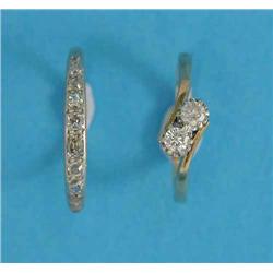 An 18ct gold and platinum half eternity ring, set old cut diamonds and a gold 2-stone diamond cro...