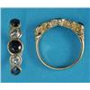 Image 1 : A modern gold half hoop ring, collet set with 3 round-cut sapphires and 2 diamonds...