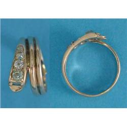 A gentleman's Victorian gold snake ring, the head set 4 diamonds...