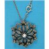 Image 1 : An Edwardian diamond set hexagonal openwork pendant, of foliate design in gold and silver mount...