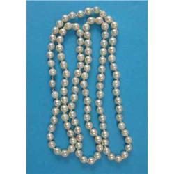 A single row necklace, of uniform cultured pearls with pearl clasp, 38ins...