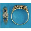 Image 1 : An 18ct gold 3-stone ring, claw-set with a central diamond flanked by sapphires...