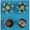 Image 1 : A pair of emerald and diamond cluster earrings, each claw-set in white gold with a central diamon...