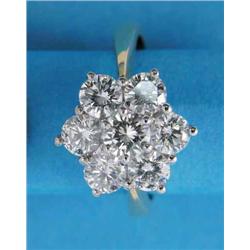 An 18ct gold 7-stone diamond cluster ring, the centre stone approximately .5ct...