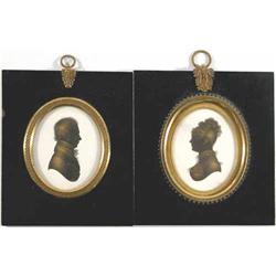 John Miers (1758-1821) two silhouettes painted on plaster, bronzed, Frederick Scheer, 1818 and Mr...