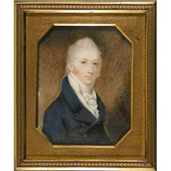 Early 19th C. English School watercolour on ivory, Miniature of a gentleman, 3.5 x 2.75 ins....