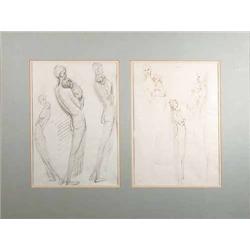 Georg Ehrich (1897-1966) two ink and wash studies, 'Mother and child', signed, 1955 Ohana Gallery...