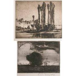 Sir Frank Brangwyn (1867-1956) two unframed etchings, 'The River Lot' and 'The Cloud', G171 (1910...