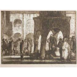 Sir Frank Brangwyn (1867-1956) unframed etching, 'Turkish Well', F.A.S 255, cut from Santa Sophia...