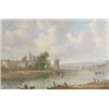 Image 1 : Alfred H. Vickers (fl. 1853-1907) oil on canvas, Estuary with town and castle beyond, signed and...