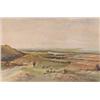 Image 1 : Fred Rider watercolour, Shepherd and flock in an open landscape, signed, 8 x 12 ins....