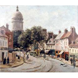 Nadia Benois (1896-1975) oil on canvas, Paris street scene, signed and dated 1933, 22 x 26 ins....