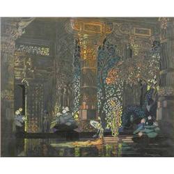 George Sheringham (1884-1937) watercolour and ink, Eastern Palace interior, signed, 11.5 x 14 ins...