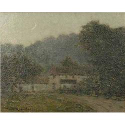 Tom Robertson (1850 - 1947) oil on wooden panel, 'Near Haddon Hall, Derbyshire', signed, 9.5 x 11...