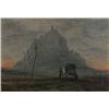 Image 1 : Attributed to Albert Goodwin (1845-1932) watercolour, Coach before Mont St. Michel, 7 x 10.5 ins....