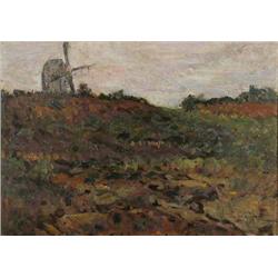 James Bolivar Manson (1879 - 1945) oil on wooden panel, 'Windmill, Storrington', signed and dated...