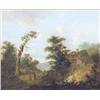 Image 1 : Attributed to Patrick Nasmyth (1787-1831) oil on board, Travellers and cottage in a landscape, 10...