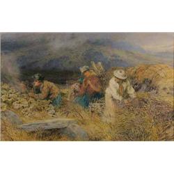 Robert Thorne Waite (1842-1935) watercolour, Heather gatherers, signed, 13 x 20 ins....