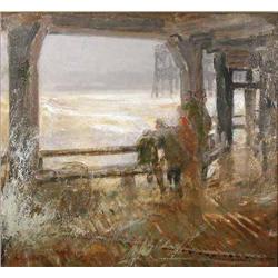 Albert Goodwin (1845-1932) oil on board, 'The Lifeboat, from the old chain pier, Brighton', signe...