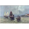 Image 1 : John Claiton (19th/20th C.) pair of oils on canvas, Fishing boats leaving and returning to harbou...