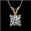 Image 1 : 1 CTW Certified VS/SI Quality Princess Diamond Solitaire Necklace 10K Yellow Gold - REF-265W3F - 331