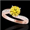 Image 1 : 1.15 CTW Certified Si Intense Yellow Diamond Bypass Solitaire Ring 10K Rose Gold - REF-178M2H - 3507