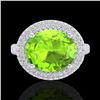 Image 2 : 4.50 CTW Peridot & Micro Pave VS/SI Diamond Ring 18K White Gold - REF-116H2A - 20920