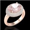 Image 1 : 4.50 CTW Morganite & Micro Pave VS/SI Diamond Ring 14K Rose Gold - REF-155H3A - 20918