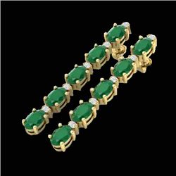 17.97 CTW Emerald & VS/SI Certified Diamond Tennis Earrings 10K Yellow Gold - REF-176W4F - 29479