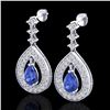 Image 1 : 2.25 CTW Tanzanite & Micro Pave VS/SI Diamond Earrings Designer 14K White Gold - REF-109W3F - 23157