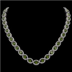 49.46 CTW Tourmaline & Diamond Halo Necklace 10K White Gold - REF-763N6Y - 40574