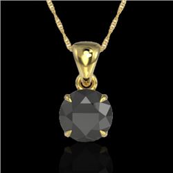2 CTW Black VS/SI Diamond Inspired Solitaire Necklace 18K Yellow Gold - REF-63T6M - 22016